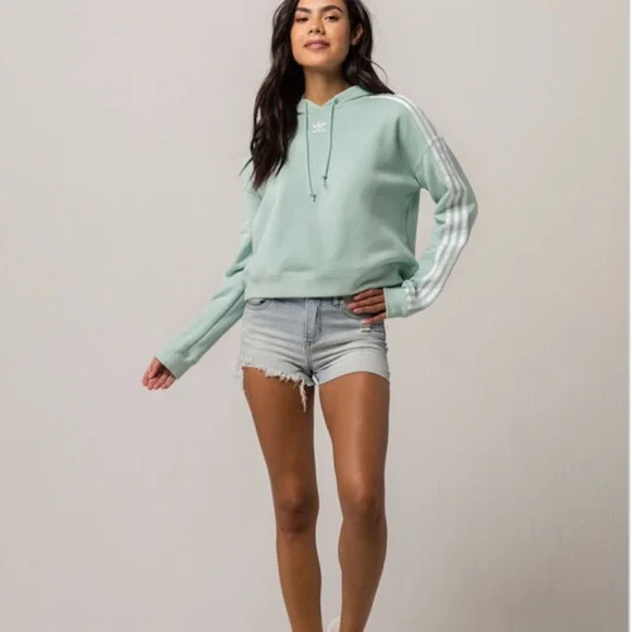 adidas Tops Adidas Seafoam Green Cropped Hoodie Poshmark - Main Image